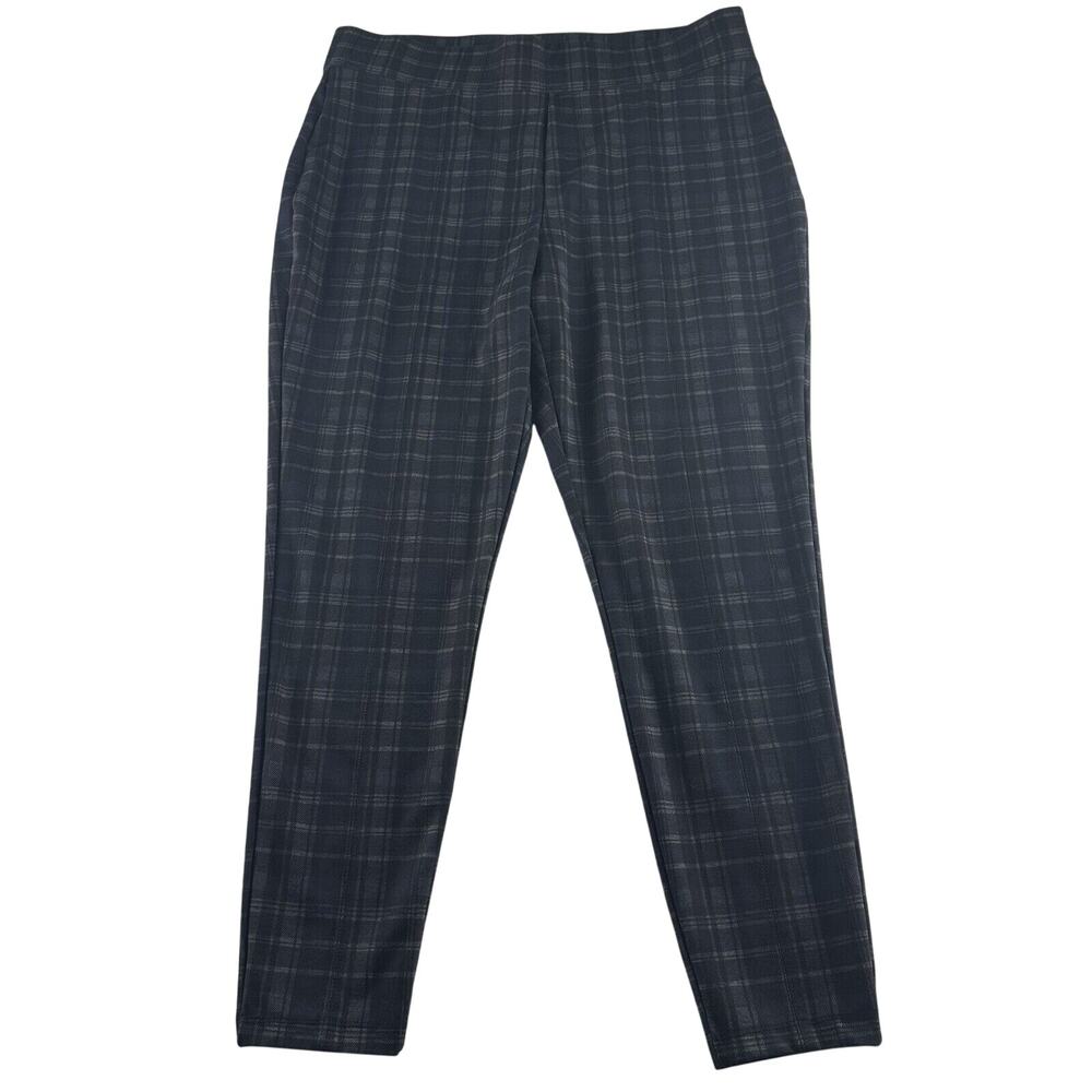 Christopher & Banks Dress Pants Mid Rise Plaid Shaped Fit Size XL Women Stretchy
